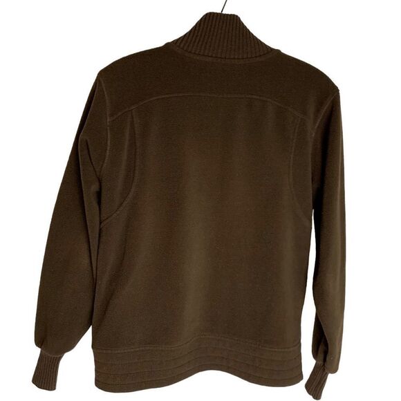 Snozu Women's size Medium Brown Fleece Sweater trim Full Zip Front Jacket - Picture 8 of 10
